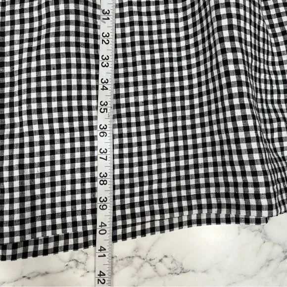 Magic Linen Voluminous Linen Ruffle Sleeve Babydoll Dress Black White Gingham - Picture 11 of 14